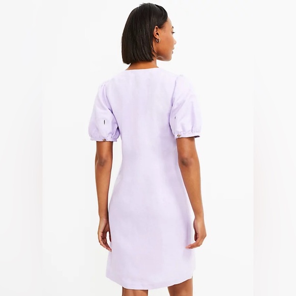 LOFT Women’s Button V-Neck Dress Orchid Flash Purple NWT (Size 0) - Picture 4 of 8